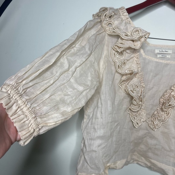 Innika Choo Anite Eayte Frille Blouse in cream Tan O/S - Picture 5 of 7
